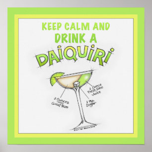 16" X 16" DAIQUIRI RECEPT COCKTAIL KUNST POSTER