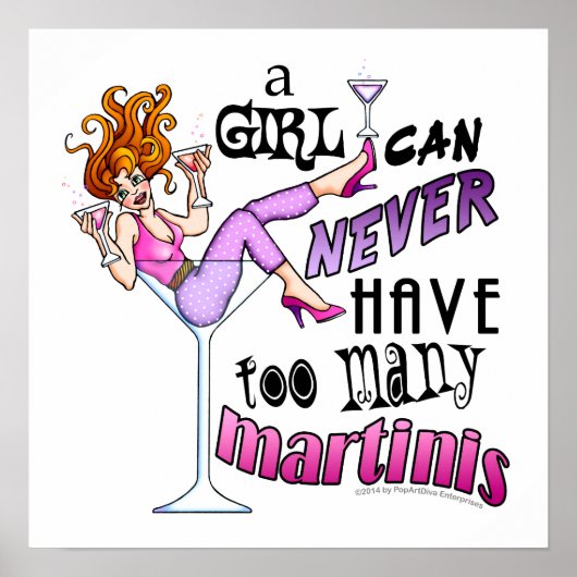 16" X 16" POSTER - TE VEEL MARTINI'S (Voorkant)