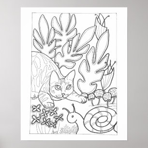 16 "x 20" gevlekte kat en slak naar kleur poster