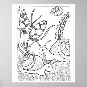 16 "x 20" Giant Snails met fantasie bloem kleuren Poster