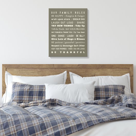 16 x 20-inch Family Rules Canvas Afdruk (Insitu (Slaapkamer))