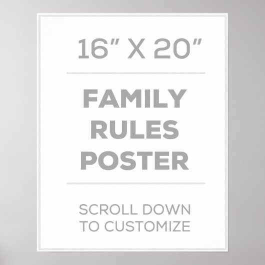 16 x 20-inch Poster gezinsregels (Voorkant)