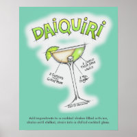 16" x 20" POSTER - DAIQUIRI RECEPT COCKTAIL KUNST
