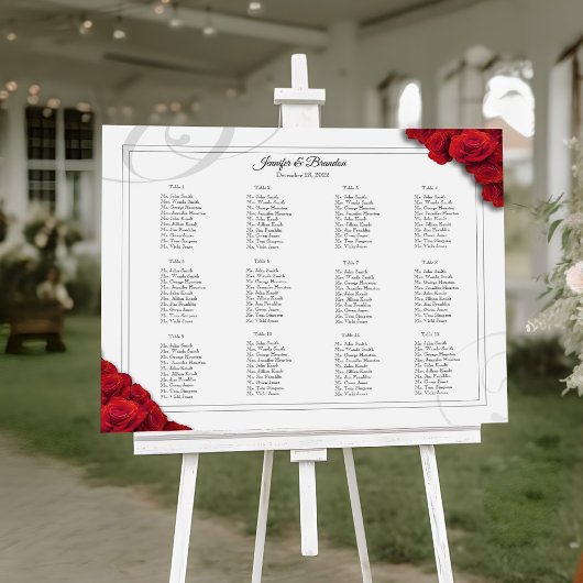 16 x 20 Rode Rozen Stoelindeling Poster