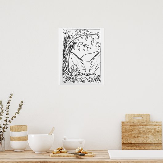 16 "x 20" Slapen Fennec Fox kleurstof Poster (Keuken)