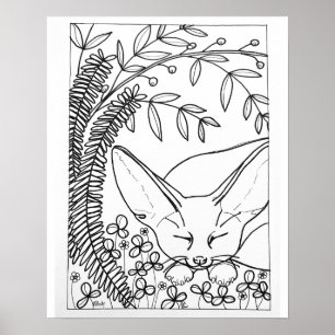 16"x 20" slapende fennekos kleurplaat poster
