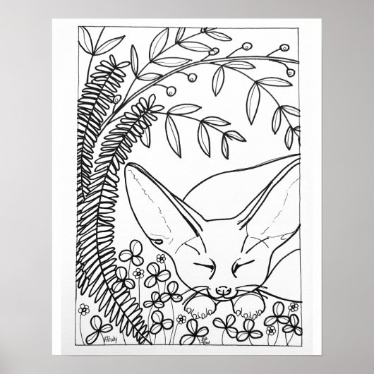 16"x 20" slapende fennekos kleurplaat poster (Voorkant)
