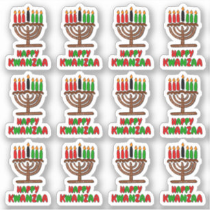 16 x Happy Kwanzaa Red Yellow Green Candles Sticker