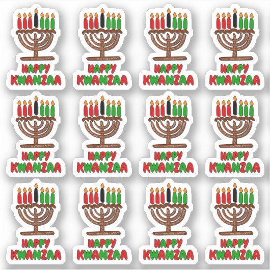 16 x Happy Kwanzaa Red Yellow Green Candles Sticker (Voorkant)