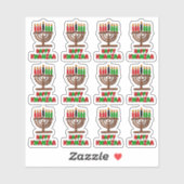 16 x Happy Kwanzaa Red Yellow Green Candles Sticker (Vel)
