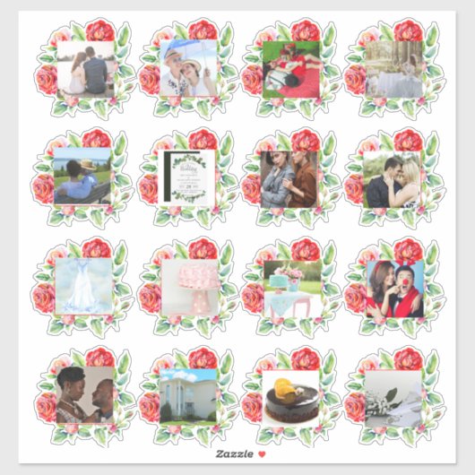 16 x TROUWFOTO Dagboek Planner Rode Rozen Sticker (Vel)