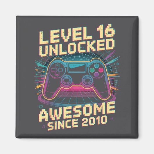 16 Year Old Boy Level 16 Gamer 2010 16th Birthday  Magneet (Voorkant)