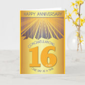 16 Year Sober Anniversary | Golden Ray 12 Step  Kaart (Gele Bloem)