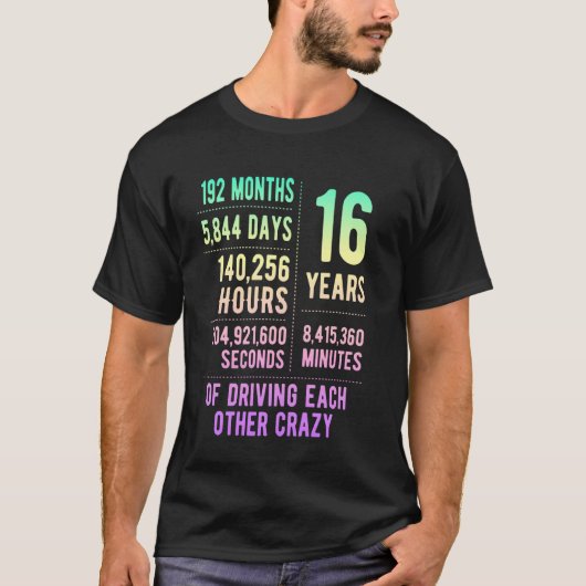 16 Years Married Funny 16th Wedding Anniversary T-shirt (Voorkant)