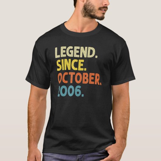 16 Years Old Legend Since October 2006 16th Birth T-shirt (Voorkant)