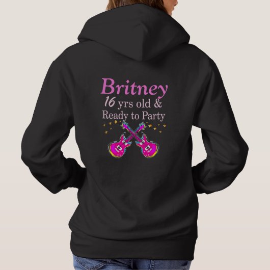 16 YR OLD PARTY GIRL GEPERSONALISEERDE HOODIE (Achterkant)