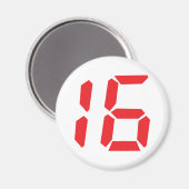 16 zestien digitale wekker voor rood magneet (Voorkant / Achterkant)