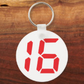 16 zestien digitale wekker voor rood sleutelhanger (Voorkant)
