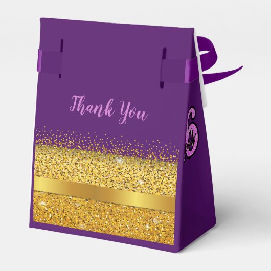 16 zestien paars met gouden boog Dank je Bedankdoosjes (Achterkant)