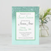 16 zestienjarige feestdag Mint Green Glitter Kaart (Staand voorkant)
