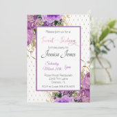 16 zestienjarige Floral Paars roze Kaart (Staand voorkant)