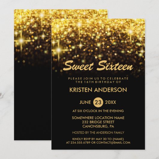 16 zestienjarige glitter Sparkles Kaart (Voorkant / Achterkant)