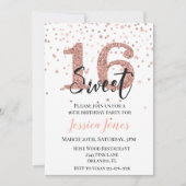 16 zestienjarige Roos Gold Glitter Kaart (Voorkant)