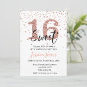 16 zestienjarige Roos Gold Glitter Kaart (Staand voorkant)