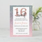 16 zestienjarige Roos Gold ombre Kaart (Staand voorkant)