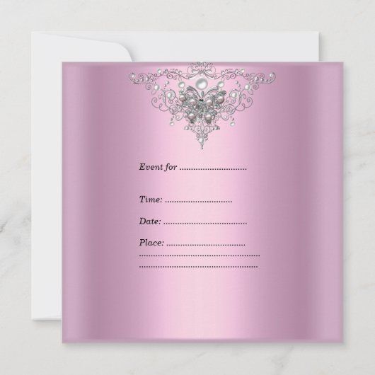 16 zestienjarige roze vlinder kaart (Achterkant)