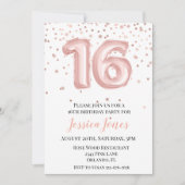 16 zestienjarige Rozen gouden ballonnen Kaart (Voorkant)