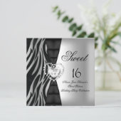 16 zestienjarige Zebra Black Silver Kaart (Staand voorkant)