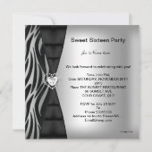 16 zestienjarige Zebra Black Silver Kaart (Achterkant)