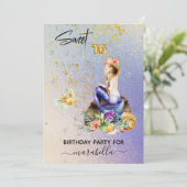 *~* 16 ZOETE ZESTIEN Ombre Blauwe Zeemeermin Verja Kaart (Staand voorkant)