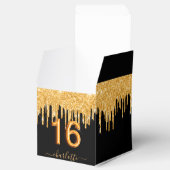 16 zwarte gouddruppels bedankt bedankdoosjes (Geopend)