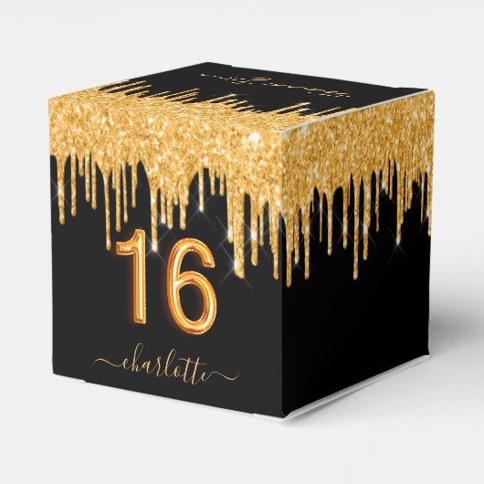 16 zwarte gouddruppels bedankt bedankdoosjes (Achterkant)