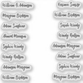 16 zwarte namen | Elegant kalligrafiescript Sticker (Voorkant)