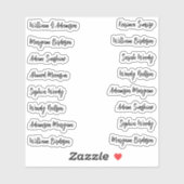 16 zwarte namen | Elegant kalligrafiescript Sticker (Vel)