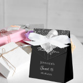 16 zwarte zilveren glitterballonnen bedankt bedankdoosjes