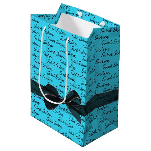 16 zweet, op Aqua Medium Cadeauzakje (Voorkant Gekanteld)