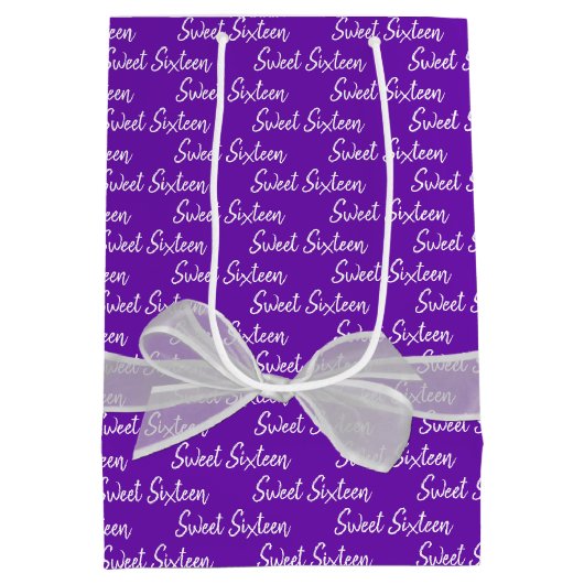 16 zweet op Paarse dag Medium Cadeauzakje (Achterkant)