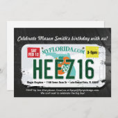 16de Birthday Florida License Invitation Kaart (Voorkant / Achterkant)