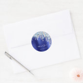16de Bridal Silver Glitter Royal Blue Ronde Sticker (Envelop)