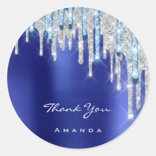 16de Bridal Silver Glitter Royal Blue Ronde Sticker
