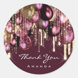 16de Bridal Wedding Ballon BURGUND GOLD Ronde Sticker