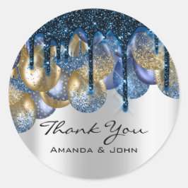 16de Bridal Wedding Ballons Blue Navy Silver Ronde Sticker