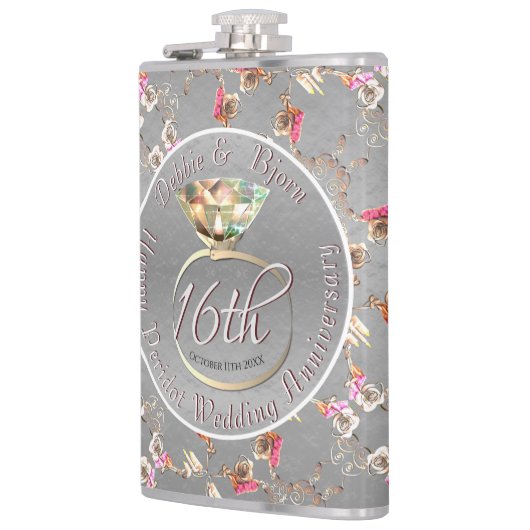 16de Jubileum van de Weddenschap Peridot, Wax, & S Heupfles (Links)