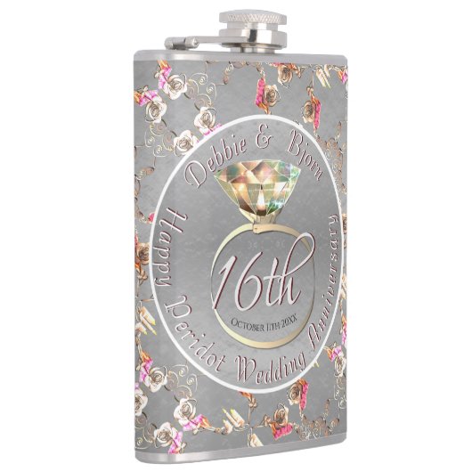 16de Jubileum van de Weddenschap Peridot, Wax, & S Heupfles (Rechts)