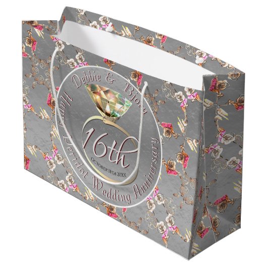 16de Jubileum van het huwelijk Peridot, kaarsen, S Groot Cadeauzakje (Achterkant Gekanteld)