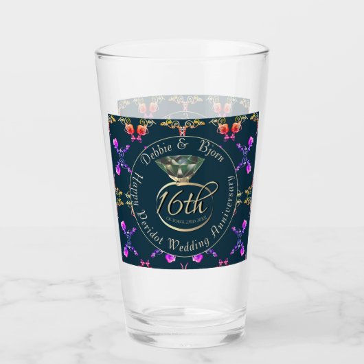 16de Jubileum van het huwelijk Peridot Rozen op de Glas (Voorkant)